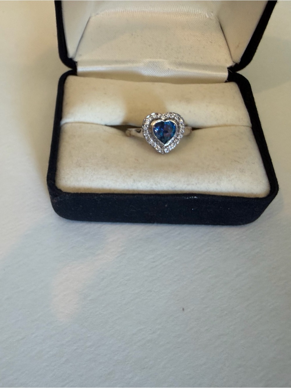 jcpenney Heart-Shaped Blue Stone Ring in Silver Tone
